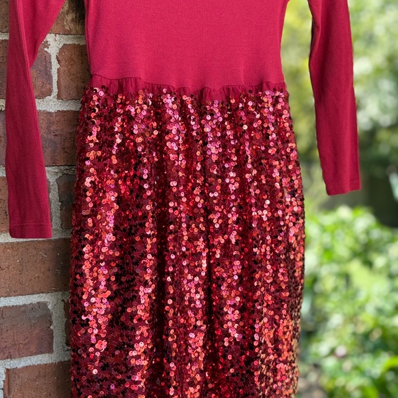 Red American Princess Sequin Long Sleeve Holiday Party Dress, size 12 - Picture 3 of 5